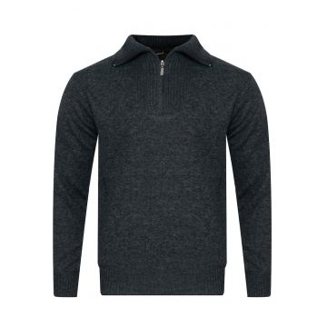 Pulover barbati -  S8619 - gri deschis - material moale - guler tip troyer