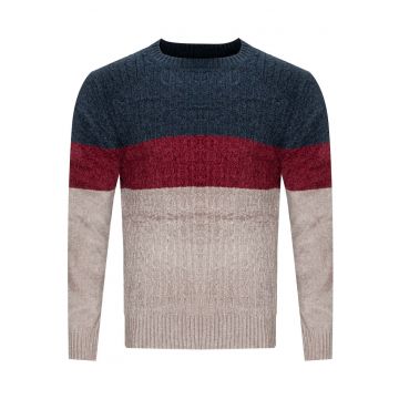 Pulover barbati -  S8663 - bleumarin-bordo-bej - Multicolor