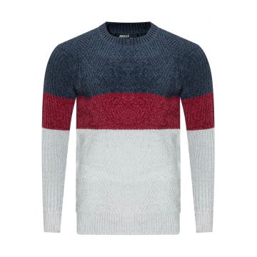 Pulover barbati -  S8668 - bleumarin-bordo-gri - 100% bumbac