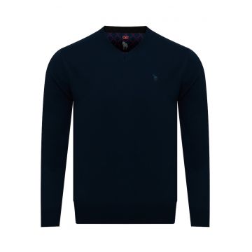 Pulover barbati -  V 501 - lana - V - Bleumarin