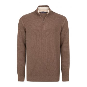 Pulover cu fenta cu fermoar - Maro inchis