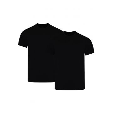 Set 2 Tricouri Barbati -  Blank Base - Confortabile - Material Respirabil - Croi Elastic - Ideale Pentru Uz Zilnic Si Activitati Fizice - Usor De Stilizat - Marimea L - Negru