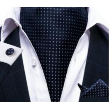 Set cravata / esarfa Ascot matase + batista + butoni, model 4