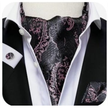 Set cravata / esarfa / lavaliera Ascot + batista + butoni, model 105