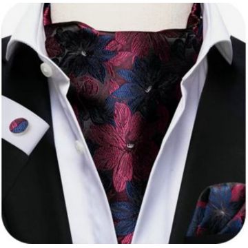 Set cravata / esarfa / lavaliera Ascot + batista + butoni, model 106