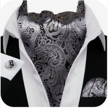 Set cravata / esarfa / lavaliera Ascot + batista + butoni, model 110