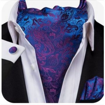 Set cravata / esarfa / lavaliera Ascot + batista + butoni, model 112