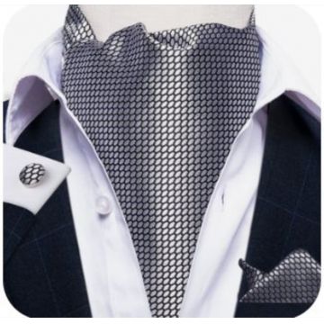 Set cravata / esarfa / lavaliera Ascot + batista + butoni, model 113