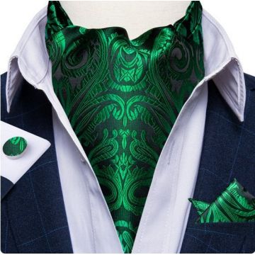 Set cravata / esarfa / lavaliera Ascot + batista + butoni, model 62