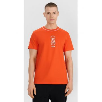Tricou Barbati  Baschet Portocaliu - Bumbac 100% - Confortabil si Modern - Croiala Regulara - Imprimeu Sportiv - SS25