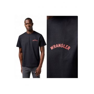 Tricou Barbati -  Graphic Tee - Regular Fit - Decolteu Rotund - Cu dwqfLogo - Design Clasic - Maneci Scurti - Bumbac - Negru