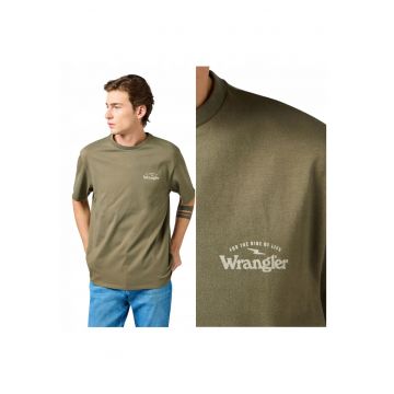 Tricou Barbati -  Graphic Tee - Regular Fit - Decolteu Rotund - Cu Logo - Design Clasic - Maneci Scurti - Bumbac - M INTL - Verde