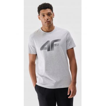 Tricou Barbati Gri Deschis  SPORTSTYLE - Regular - 100% Bumbac - Marimi S-XXL - Imprimeu 4F - Casual & Sportiv - Confortabil & Durabil