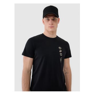 Tricou barbati  normal - bumbac 100% - imprimeu sportiv - negru