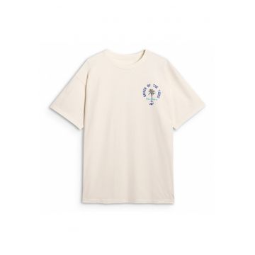 Tricou Barbati Oversize  100% Bumbac - Crem - Imprimeu 