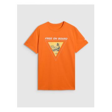 Tricou barbati  portocaliu - 100% bumbac - fit regular - imprimeu SS25 - Portocaliu