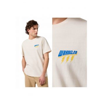 Tricou Barbati -  Small Graphic Tee - Regular Fit - Decolteu Rotund - Cu Logo - Design Clasic - Maneci Scurti - Bumbac - Bej - Bej