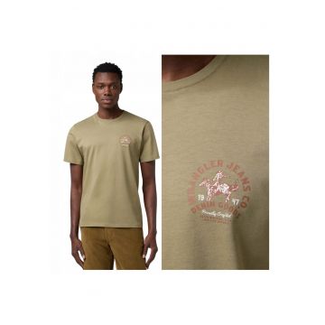 Tricou Barbati -  Small Graphic Tee - Regular Fit - Decolteu Rotund - Cu Logo - Design Clasic - Maneci Scurti - Bumbac - Verde - Verde