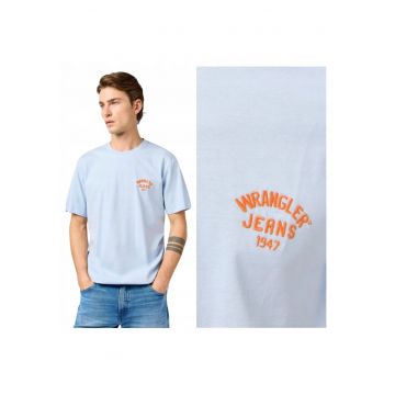 Tricou Barbati -  Small Logo Tee - Regular Fit - Decolteu Rotund - Cu Logo - Design Clasic - Maneci Scurti - Bumbac - Albastru - Albastru