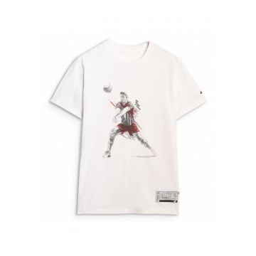 Tricou Barbati  Sportstyle Alb 100% Bumbac Casual & Sport Imprimeu Volei Croiala Regular - Marime XXL - AW25