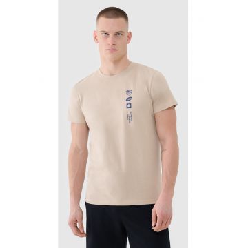 Tricou Barbati  Sportstyle - Bumbac 100% - Croiala Regular - Bej - Imprimeu Athletic - SS25