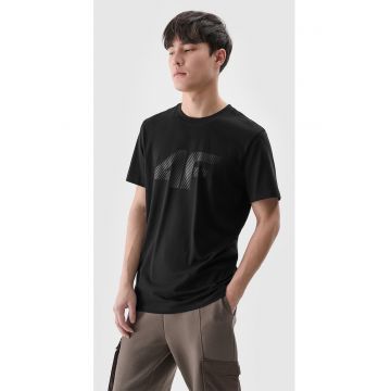 Tricou Barbati  SPORTSTYLE - Negru Intens - 100% Bumbac - Regular Fit - M-XXL - Imprimeu Frontal 4F