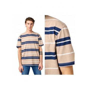 Tricou Barbati -  Stripe Tee - Regular Fit - Decolteu Rotund - Cu Logo - Design Clasic - Maneci Scurti - Bumbac - 3XL INTL - Multicolor