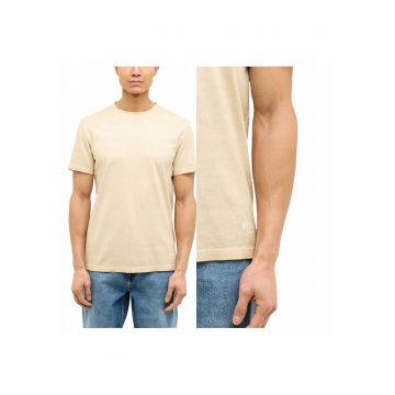 Tricou Barbati -  Style Austin - Regular Fit - Decolteu Rotund - Cu Logo - Design Clasic - Maneci Scurti - Bumbac - Bej - Bej