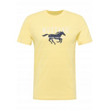 Tricou Barbati -  Style Austin - Regular Fit - Decolteu Rotund - Cu Logo - Design Clasic - Maneci Scurti - Bumbac - Galben - Galben