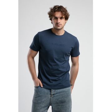 Tricou cu detaliu cu broderie logo Empire - Bleumarin