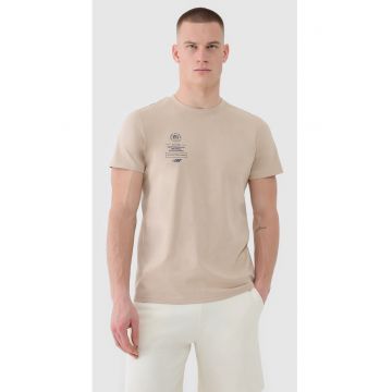 Tricou  pentru Barbati - Bumbac 100% - Bej - Regular Fit - Sportstyle - Imprimeu 