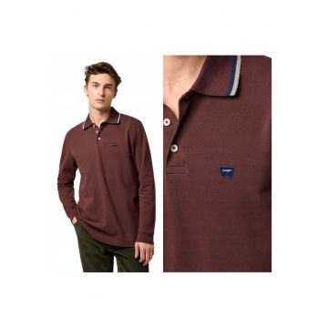 Tricou Polo Barbati -  LS Polo Shirt - Regular Fit - Cu Guler - Cu Logo - Design Clasic - Maneci Lungi - Bumbac - M INTL - Maro