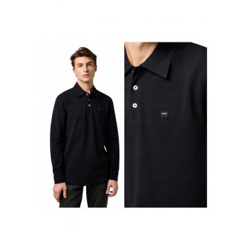 Tricou Polo Barbati -  LS Polo Shirt - Regular Fit - Cu Guler - Cu Logo - Design Clasic - Maneci Lungi - Bumbac - S INTL - Negru