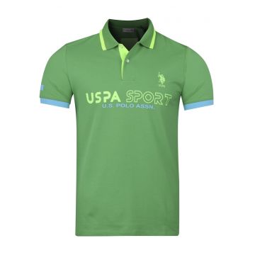 Tricou polo barbati US Polo Assn. RAMS 197 - verde - bumbac/elastan