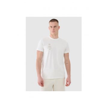 Tricou sport barbati  bej - bumbac -imprimeu - Crem