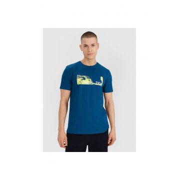 Tricou sport barbati  turcoaz - imprimeu valuri - bumbac