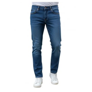 Blugi slim fit cu talie inalta -