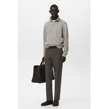 Bluza de trening cu fenta cu fermoar - Gri deschis melange