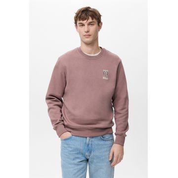 Bluza de trening de bumbac cu decolteu la baza gatului - Roz prafuit