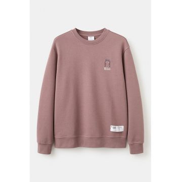 Bluza de trening de bumbac cu decolteu la baza gatului - Roz prafuit