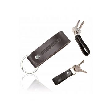 Breloc Brødrene BR03 - maro inchis - 10 cm - piele naturala - carlig metalic - design elegant