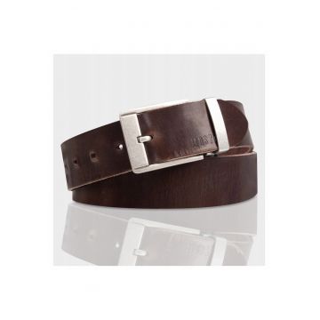 Curea barbati -  design clasic - catarama de argint - 90cm - maro