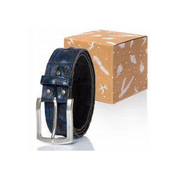Curea barbati -  piele naturala - albastru - 85cm