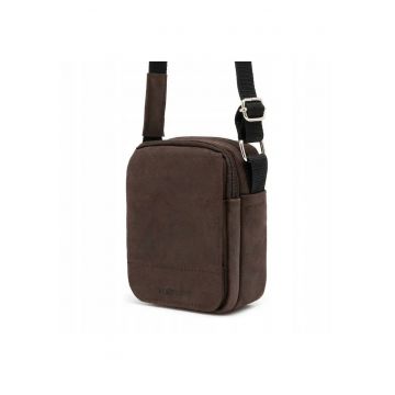 Geanta de umar pentru barbati - Brodrene - Piele naturala - Maro