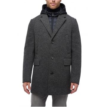 Haina 2in1 din amestec de lana Claudio - Gri melange/Bleumarin