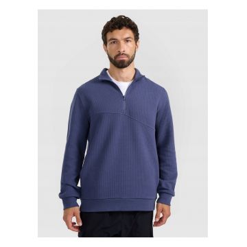 Hanorac barbati  bleumarin - croiala lejera - guler ridicat - tricot waffle - poliester