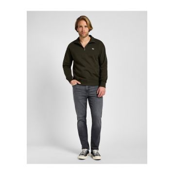 Hanorac Barbati -  Half Zip Sws - Regular Fit - Design Clasic - Cu Logo - Maneci Lungi - Guler Inalt - Bumbac - S INTL - Verde