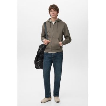 Hanorac cu maneci cazute si fermoar - Kaki