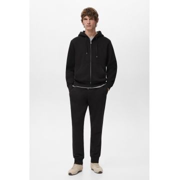 Hanorac cu maneci cazute si fermoar - Negru