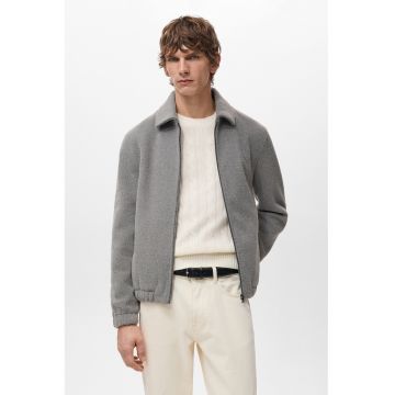 Jacheta cu fermoar si guler - Gri melange